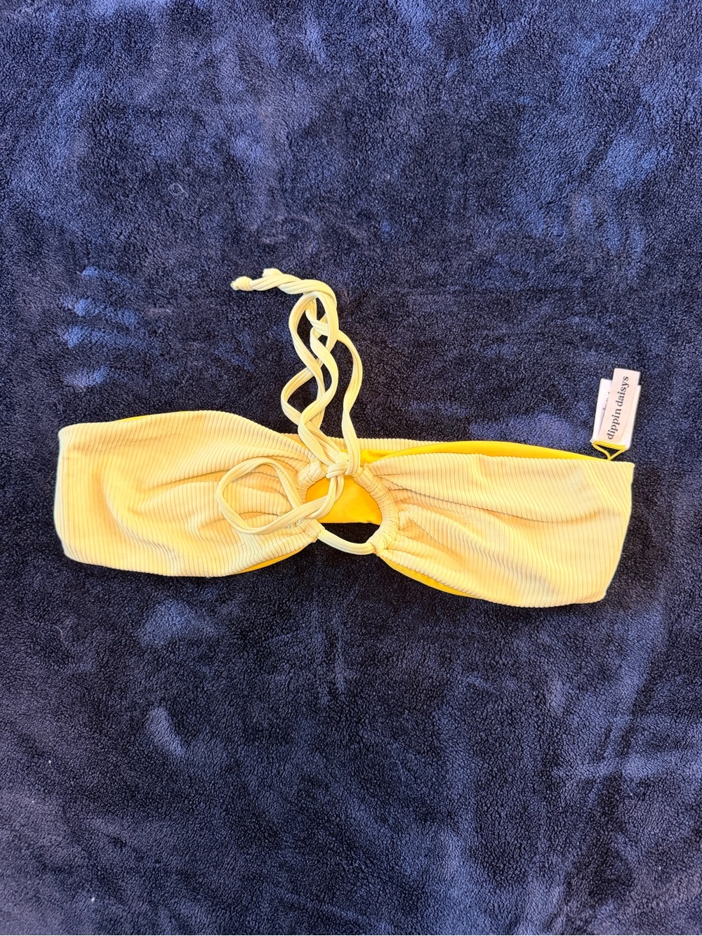 Dippin Daisys Yellow Ribbed Bandeau Bikini Top